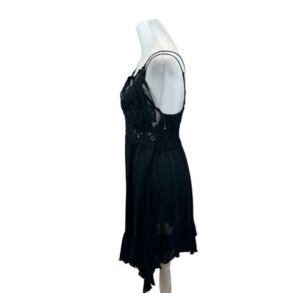 Free People Adella Slip Dress Black Asymmetrical Hem Size Small - Picture 6 of 12